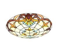 Chao Zan Tiffany Style Ceiling Light, Victorian Stained Glass, Semi-Flush Mount, Floral Design, Multicoloured,E27 Bulb,Bedroom/Dining Room/Entryway/Living Room/Kitchen (D:30CM)