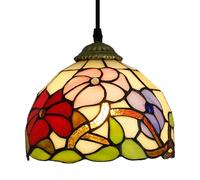 Chao Zan Tiffany-Style Pendant Light, Floral Stained Glass Lampshade, Vintage Hanging Ceiling Lamp,E27 Chandelier Lights (Figure: C)