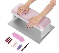 CHAOEEMY Nail Arm Rest Foldable Manicure Hand Rest PU Leather Nail Hand Cushion for Acrylic Nails Nail Arm Rest for Nail Technique Manicure Salon Home Pink