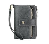 CHAOFANXI Women's Leather RFID Blocking Purse, Women's Small Soft Small Purse with Large Capacity, Purse for Women, The Colour is Very Beautiful, Grey