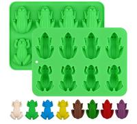 Chaofatchoy 2 Pack Frog Silicone Molds - 3D Chocolate Frog Molds for Candy, Cake Decoration, Soap, Resin, Ice, and Jelly, Durable and Flexible Baking Mold for Creative Treats (Green)