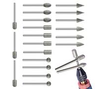 Chaofatchoy 20PCS 150-Grit Diamond Grinder Bits - 1/8" Shank Tool Accessories for Stone, Glass, Ceramic & Metal Carving/Polishing (Premium Diamond Bits Set for Dremel)
