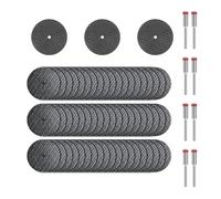 Chaofatchoy 60pcs Cutting Discs with 8 Mandrels - 1-1/4''/32mm Fibreglass Reinforced Resin Cut Off Wheels, 1/8''/3mm Shank Rotary Tool Accessories for Metal, Wood & Stone