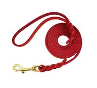 CHAOHAOKE Braided Real Leather Dog Leash, 1.8 m Long, 1.9 cm Wide, Training Leash for Small and Medium Dogs, Red