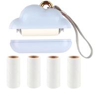 CHAOHAOKE Mini Travel Size Reusable Lint Roller - Blue | Effective pet hair remover for clothes; comes with 150 refill sheets; compact design ideal for on the go; re-use