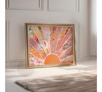 CHAOJIART 1PC Abstract Boho Sunrise Wall Art - Orange & Blush Watercolor Floral Poster,Midcentury Modern Print For Bedroom,Dorm Decor(30x50/Frameless)