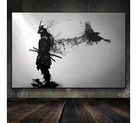 CHAOJIART 1pc Black And White Japanese Samurai Man Posters And Print Wall Art Canvas Painting Artwork For Living Room Cuadros Decor 60x80cm Frameless