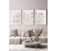CHAOJIART 3 Pcs Wildflowers Canvas Print Pink Floral Canvas Painting Botanical Art Poster Minimalist Plant Living Room Wall Picture(40x60x3 cm/Canvas wrap)