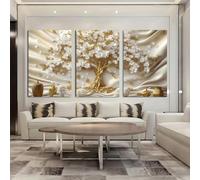 CHAOJIART 3 Pieces 2D Flat Gold Modern Light Luxury Abstract Tree Landscape Art, Framed Painting & Poster, Home Decoration, Wall Art,(21x30cmx3/Frameless)