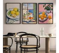 CHAOJIART 3pcs Kitchen lemon orange Paintings For Living Room Wall Art Luxury Vintage Canvas Prints And Posters Kitchen Dinning Room 50x70cm(20x28in) x3 frameless