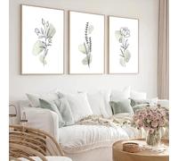 CHAOJIART 3pcs Minimalist Flower Plant Art Poster Canvas Print Green Abstract Line Drawing Botanical Wall Painting Modern Home Decor 40x60cm(19x24in) x3 frameless