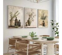 CHAOJIART 3pcs Modern Large Vintage Olive Branch Canvas Wall Art - Retro Olive Tree Picture For Living Room And Bedroom Decoration(60x80x3 cm/Canvas wrap)