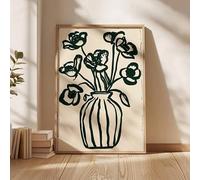 CHAOJIART Abstract Botanical Canvas Wall Art Picture Beige Black Neutral Flower Vase Illustration Paintings For Bedroom, Living Room(80x120/Frameless)
