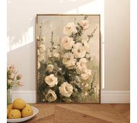 CHAOJIART Abstract Botanical Wall Art - Neutral Beige Rustic Floral Print,Vintage Wildflower Poster Canvas Painting For Home Decor(80x120cm/Canvas wrap)