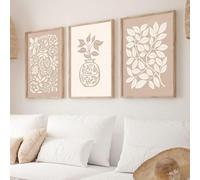 CHAOJIART Beige Minimalist Abstract Botanical Prints Vintage Boho Art Canvas Posters Neutral Floral Wall Decor For Living Room, Bedroom(40x60x3 cm/Canvas wrap)