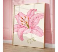 CHAOJIART Canvas Hanging, Pink Lily Art Canvas Wall Painting: Your Beauty Will Bloom Forever Wall Art, Funky Girl Art, Home Decor.(60x80cm/Frameless)