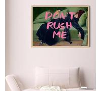 CHAOJIART Girl On Green Sofa Don't Rush Me Wall Art Canvas Maximalist Antique Victorian Painting Print Living Room Vintage Home Decor 70x100cm Frameless