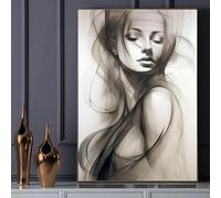CHAOJIART Large Abstract Woman Face Canvas Print Wall Art Elegant Modern Black and White Portrait Painting Minimalist Bedroom Decor(40x60cm/Frameless)