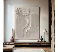 CHAOJIART Large Beige 3D Texture Painting, Plaster Abstract Painting on Canvas, Wabi Sabi Wall Art, Minimalist Modern Wall Decor 70X100cm Frameless