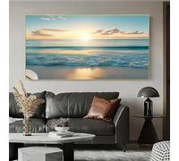 CHAOJIART Large Coastal Beach Sunrise Canvas Wall Art - Ocean Sunset Print Modern Coastal Decor for Living Room,Home decoration(70x100cm/Frameless)