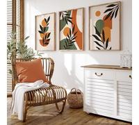 CHAOJIART Modern Abstract Green Plants Leaf Bohemian Wall Art Poster Print Boho Canvas Paintings for Living Room Interior Decor Picture 30x45cm(12x18in) x3 frameless