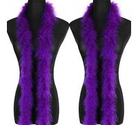 chaojukj 2 Pcs 2 Yards 20G Purple Fluffy Marabou Feather Boa for Women Boa DIY Craft Sewing Trim Home Wedding Party Christmas Decoration
