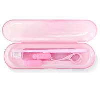 CHAOMI Orthodontic Travel Care Kit - Features Orthodontic Toothbrush, Removal Tool, 2 Ortho Chewies, Transparent Carrying Case Compatible with Invisalign, Dental Care Kit for Daily Travel Use,Pink