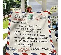 CHAOMIC to My Dad Gift Blanket from Daughter Son I Love You Dear Dad Air Mail Letter Printed Blanket Throw for Christmas Birthday Father Day's Soft Bed Flannel Blanket (Dear Dad-50x60in)