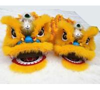 CHAOMIN Traditional Chinese Lion Dance Head Handmade Silk Dragon Dance Costume for New Year Halloween Parade(Yellow,6inch)