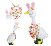 CHAONENG Easter Porch Goose Outfits Easter Outfits Fits 23 Inch Cement Plastic Geese, Bunny Ear Hat and Easters Egg Bandana, Porch Gooses Clothes for Outdoor Garden Lawn Yard Patio Statue Décor