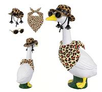 CHAONENG Porch Goose Outfits Fits 23" Large Cement Plastic Gooses, Leopard Print Cowboy Goose Funny Clothes Cowboy Hat Sunglasses and Bandana Geese Outdoor Garden Yard Patio Lawn Party Decor