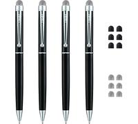 CHAOQ Stylus Pens, 2 Pcs Mesh Fiber Tip Stylus & Ballpoint Pen (Black Ink) for Universal Touchscreen Devices, Tablets, iPad, iPhone 7, 7 Plus, iPod, Samsung + 6 Replacement Mesh Fiber Tips - Black
