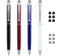 ChaoQ Stylus Pens, 4 Hybrid Mesh Fiber Tips and Ballpoint Pens for Touch Screen Devices - Black, White, Red, Blue