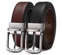 CHAOREN Belt for Men 1 Piece, Reversible Mens Belt Leather 1 1/4", Black Brown 2-Sided Rotating Buckle for Dress Suit and Casual Jeans