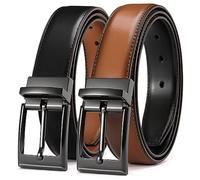 CHAOREN Belt for Men1 Piece, Reversible Mens Belt Leather 1 1/4", Black Brown 2-Sided Rotating Buckle for Dress Suit and Casual Jeans