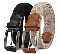 CHAOREN Golf Belts for Men 2 Pack - 1 3/8" Elasticated Belt Mens - Webbing Fabric Fit Summer Casual Jeans