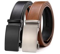 CHAOREN Leather Belts for Men 2 Pack - Ratchet Belt 1 3/8" in Gift Set Box - Micro Adjustable Belt Meet Almost Any Occasion and Outfit