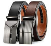 CHAOREN Leather Belts for Men 2 Pack - Ratchet Belt 1 3/8" in Gift Set Box - Micro Adjustable Belt Meet Almost Any Occasion and Outfit