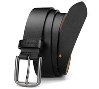 CHAOREN Leather Belts for Men - Mens Belts Leather 1 3/8" for Casual Jeans - Oval Hole Design Easy in Easy out