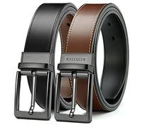 CHAOREN Mens Belt 1 Piece, Reversible Leather Belt for Men Black Brown for Trousers 1 3/8", Rotating Buckle for Double-Sided Use