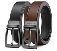 CHAOREN Mens Belt 1 Piece, Reversible Leather Belt for Men Black Brown for Trousers 1 3/8", Rotating Buckle for Double-Sided Use
