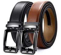 CHAOREN Mens Belts Leather 2 Pack Black Brown, Automatic Ratchet Belts for Men 35mm with Gift Box, Designer for Every Occasion and Every Outfit