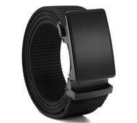 CHAOREN Nylon Ratchet Belt for Men - 1 1/2" Casual Work Belts with Slide Buckle - Trim to Fit, Black, 42" to 48" Waist Adjustable