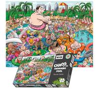 Chaos at the Swimming Pool - Funny 1000 Piece Jigsaw Puzzle by Ricardo Galvao | Hilarious Packed Pool Scene, Challenging Puzzle for Adults & Teens