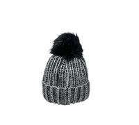 Chaos Brothers Women's Fisherman Rib Bobble Hat Chunky Knit Beanie with Pom Pom Navy Blue One Size Winter Hat (Black)