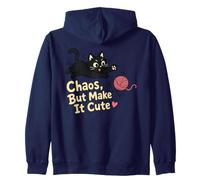 Chaos But Make It Cute Cat Yarn Lover Zip Hoodie