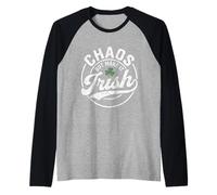 Chaos But Make It Irish Lucky Clover Raglan Baseball Tee