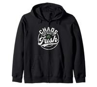 Chaos But Make It Irish Lucky Clover Zip Hoodie
