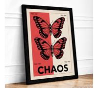 Chaos Butterflies Modern Framed Wall Art Print A1 (84.1×59.4cm) Black, Wall Decor for Living Room, Bedroom, Office & Home, Ready to Hang, Art Gift
