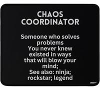 Chaos Coordinator Definition Gaming Mouse Pad, Black, Anti-Slip Rubber Base, 9.5x7.9 Inch, Washable Design, Office Desk Accessory